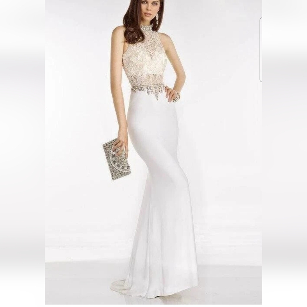 Alyce Paris High Neck Pearl gown 00